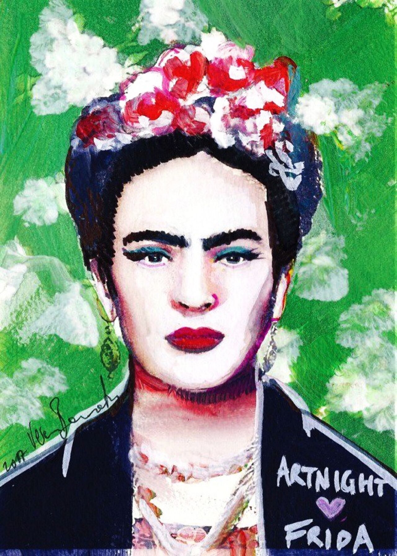 ArtNight Pro: Frida Kahlo vor grüner Wand (Porträt malen)