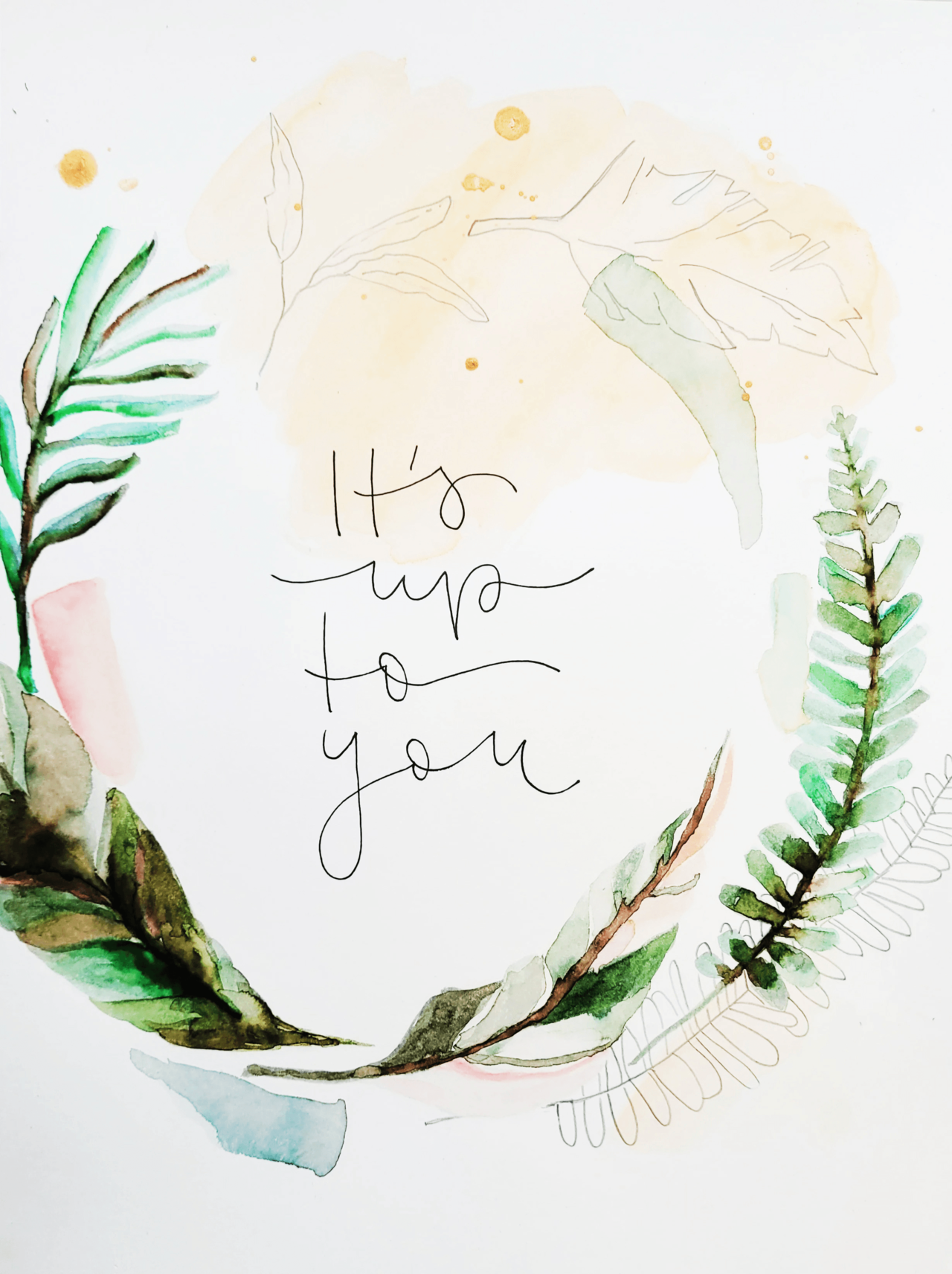 Motivierende Handlettering Sprüche Blätter Kranz ArtNight